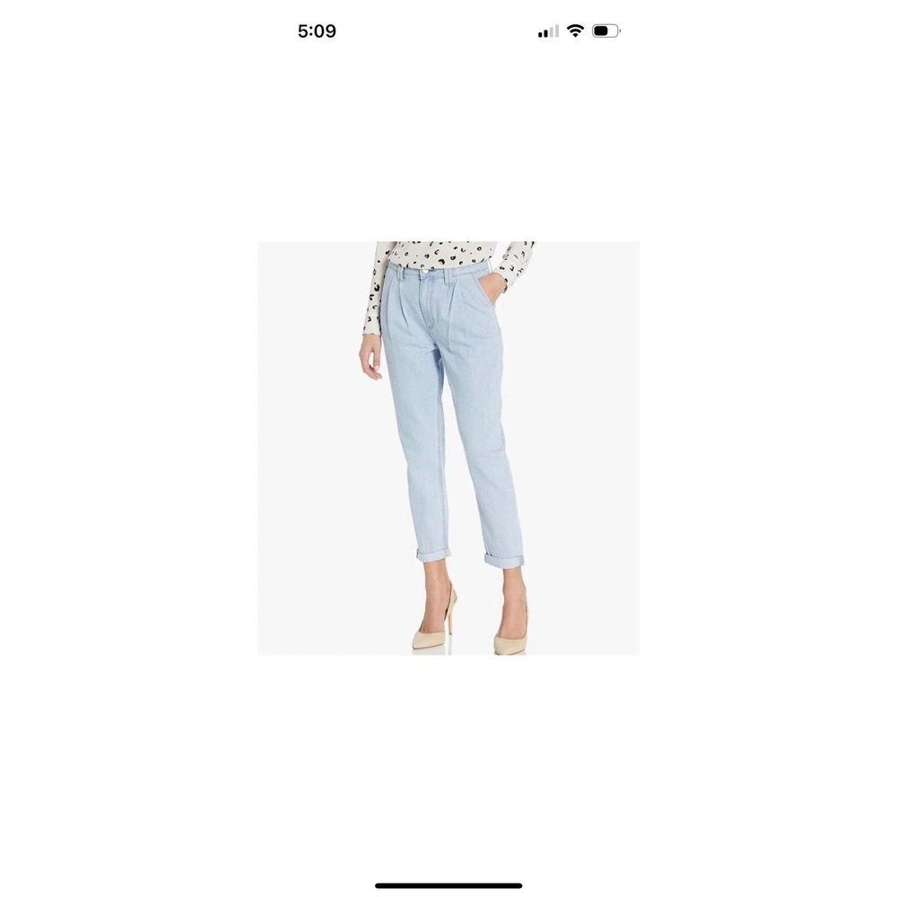 EUC Paige Parisun size 29 Jeans Pleated Trouser Cuff straight High waisted